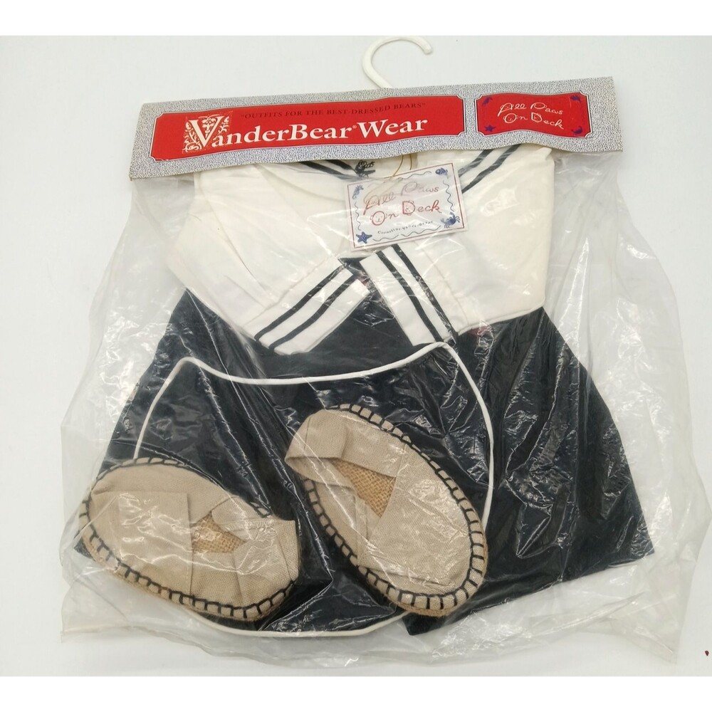 Vtg 1995 VanderBear Wear All Paws On Deck Sailor Outfit In Original Package